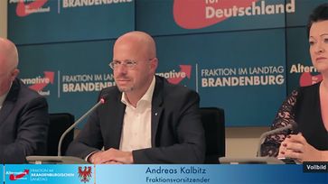 Andreas Kalbitz MdL und Mitglied im AfD-Bundesvorstand, Birgit Bessin MdL, stellvertretende Fraktionsvorsitzende der AfD-Landtagsfraktion Brandenburg (2018)