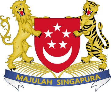 Wappen Singapurs: Wahlspruch: "Majulah Singapura" malaiisch für „Vorwärts, Singapur“