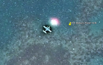 Bild: Screenshot Youtube Video: "UFO Abducting Plane on Google Earth Map, UFO Sighting News"