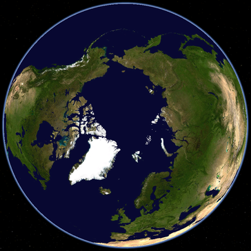 Die Polarregion aus Richtung der Erdachse