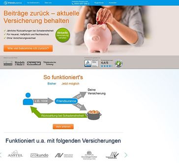Screenshot der Webseite von friendsurance.de