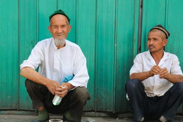 Zwei uigurische Männer aus der Stadt Turpan