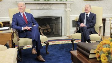 Nord Stream, wer sagt hier Nord Stream? Die "Verbündeten" Olaf Scholz und Joe Biden am 3. März 2023 in Washington