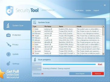 Startbildschirm des „Security Tool“ Grafik: BitDefender