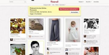 Screenshot der Startseite von Pinterest