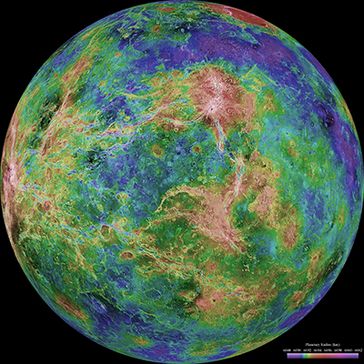 Falschfarbenbild der Venus: Sah die Erde vor Beginn der Plattentektonik ähnlich aus?
Quelle: NASA/JPL (idw)