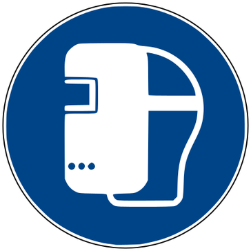 Piktogramm „Schweißmaske benutzen“ nach DIN EN ISO 7010