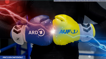 ARD / AUF1 (Symbolbild) Bild: Bild Boxen: viarprodesign on Freepik, Montage: AUF1Logo ARD: ARD / Wikimedia Commons / Public domain  / Eigenes Werk