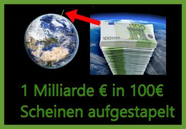Zum Vergleich: Eine Milliarde Euro in 100 Euroscheinen aufeinander gestapelt würde diesen Turm erzeugen (Symbolbild)