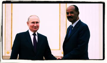 Der russische Präsident Wladimir Putin trifft den eritreischen Präsidenten Isaias Afwerki am 31. Mai 2023 im Kreml in Moskau.