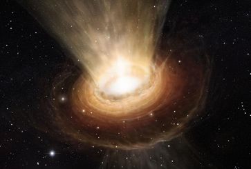 Künstlerische Darstellung der Umgebung des supermassereichen Schwarzen Lochs in NGC 3783