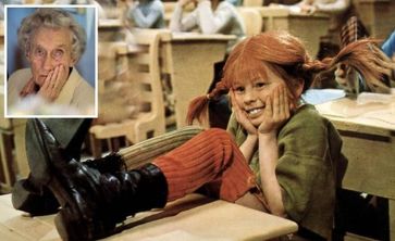 Screenshot aus einer Pippi Langstrumpfverfilmug (kleines Bild: die verstorbene Autorin Astrid Lindgren)