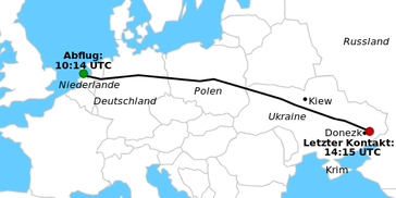 Verlauf des Malaysia-Airlines-Fluges MH-17