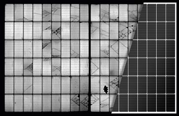 Elektrolumineszenz-Aufnahme eines Photovoltaik-Moduls Bild: Solevi GmbH Fotograf: Solevi GmbH
