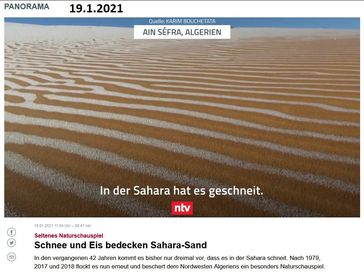 Am 19.01.2021 hat es in der Sahara geschneit - Globale Abkühlung in 2021 (Symbolbild)