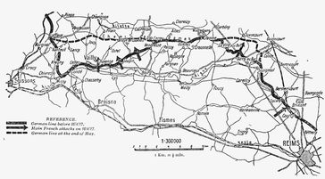 Winterberg am Chemin des Dames, die deutsche Frontlinie Ende Mai 1917