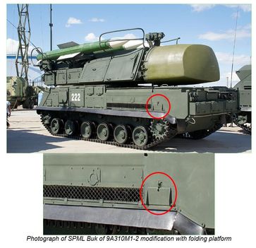 Die Buk-Modifikation9А310 9К37 ohne Klappstufe. Bild: Screenshot aus dem AntiBellingcat-Bericht.