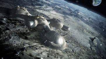 Das Moon Village: so könnte nach einem Entwurf der Europäischen Raumfahrtagentur ESA eine künftige Mondbasis aussehen. Bild: "obs/OHB SE/©ESA"