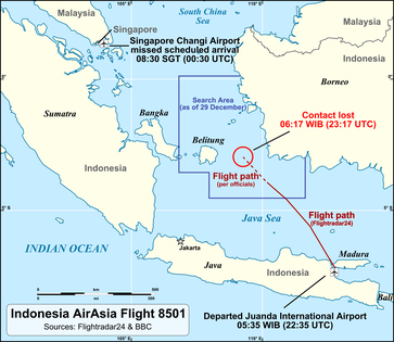 Indonesia-AirAsia-Flug 8501 (Flugnummer QZ8501) war ein Linienflug der Fluggesellschaft Indonesia AirAsia vom Flughafen Juanda in Surabaya auf der indonesischen Hauptinsel Java zum Flughafen Singapur. Am 28. Dezember 2014 verschwand ein Airbus A320 auf dieser Linie.