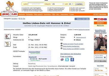 Die gesext-Auktion der Hip-Hop-Kombo namens "Hammer & Zirkel". Bild: Screenshot