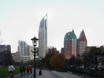 Den Haags neues Innenstadtbild mit (von links) Hoftoren, Zurichtoren und Castalia