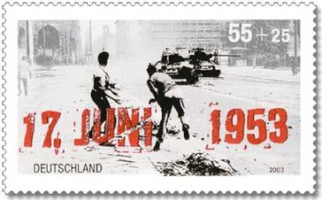 Deutsche Briefmarke von 2003 zum 50. Jahrestag des Volksaufstandes in der DDR