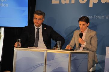 Premierministerin Ana Brnabic mit ihrem kroatischen Amtskollegen Andrej Plenković beim Europaforum Wachau 2018