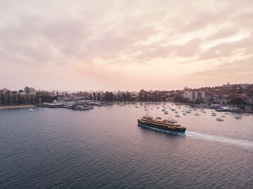 The Manly ferry service arriving at Manly Wharf.