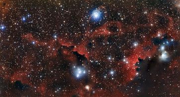 Die leuchtende Gaswolke Sharpless 2-296, ein Teil des Möwennebels
Quelle: Bild: ESO (idw)