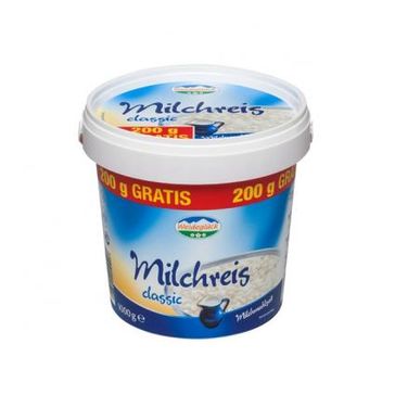 ,,Milchreis classic 800g + 200g" der Marke Weideglück. Bild: "obs/Milchwerke Schwaben eG"