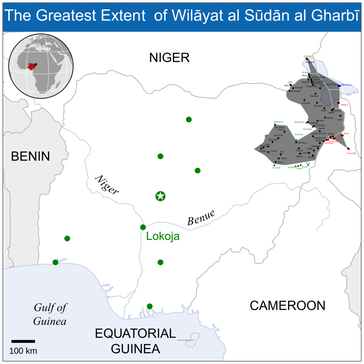 Hauptaktionsgebiet von Boko Haram im nordöstlichen Grenzgebiet von Nigeria und Kamerun südlich des Tschadsees