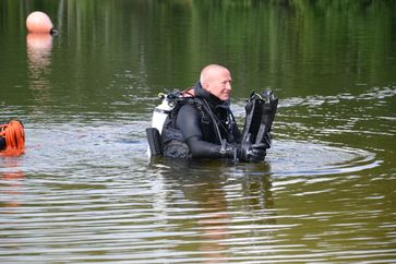 Polizeitaucher Thomas Decker (44) nach einem Tauchgang Bild: Polizei