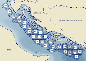 Blocks offered in the Croatian First International Licensing Round 2014 (blue shading). Grafik: PetroView