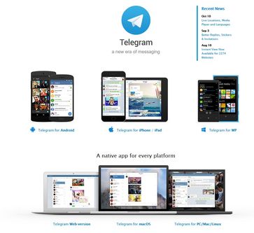 Bild: Screenshot der Webseite "telegram.org"