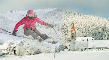 Bild: Bildmontage: Stadl / Naturschutzbund; Skifahrerin / Freepik / WB / Eigenes Werk