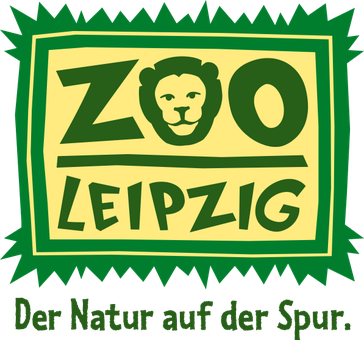 Logo des Zoos Leipzig mit Schriftzug „Der Natur auf der Spur.“