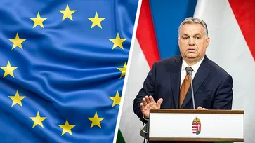 Bild: EU: Freepik, Orban: Courtesy of kormany.hu: Gergely Botár/kormany.hu / WB / Eigenes Werk