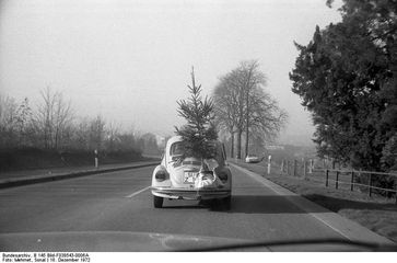 Transport eines Weihnachtsbaums 1972