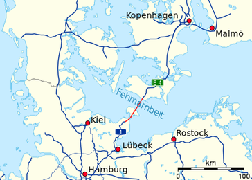 Lage der geplanten Fehmarnbelt-Querung