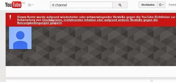 Screenshot YouTube-Konto des russischen Fernsehsenders Russia Today