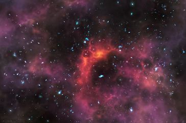 Künstlerische Darstellung von Galaxien während der Reionisationsära. Bild: ESO/M. Kornmesser