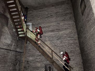 Der Aufstieg in den Turm erfolgte über diverse Treppen und Leitern Bild: Feuerwehr