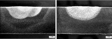 MSG-Schweißen ohne (links) und mit (rechts) Laserführung und -stabilisierung. Foto: Laser Zentrum Hannover e.V. (LZH)