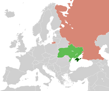 Lage der Ukraine mit der Krim und Lage Russlands﻿Krim﻿übrige Ukraine﻿Russland