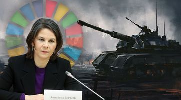 Bild: Hintergrund: Freepik; Baerbock: Kmu.gov.ua, Wikimedia Commons, CC BY 4.0; Komposition: Wochenblick / Eigenes Werk