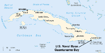 Lage des Stützpunktes in der Guantánamo-Bucht