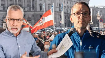 Bild: Herbert Kickl und Demo: (C) Alois Endl; Zeitungsleser: Freepik; Komposition: Wochenblick / Eigenes Werk