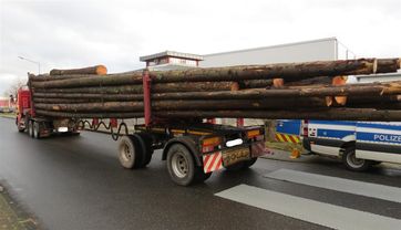 Holztransport mit Douglasienstämmen Bild: Polizei
