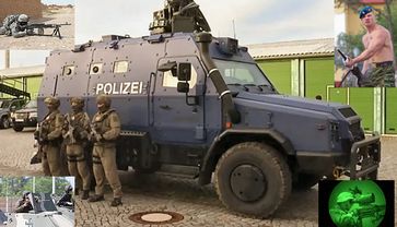 Survivor R: Polizei mutiert zum Militär. Die Frage ist: Warum? Gegen wen sollen Panzerwagen mit Maschinengewehren eingesetzt werden?