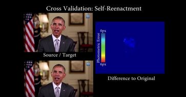 Bild: Screenshot Youtube Video "Face2Face: Real-time Face Capture and Reenactment of RGB Videos (CVPR 2016 Oral)"